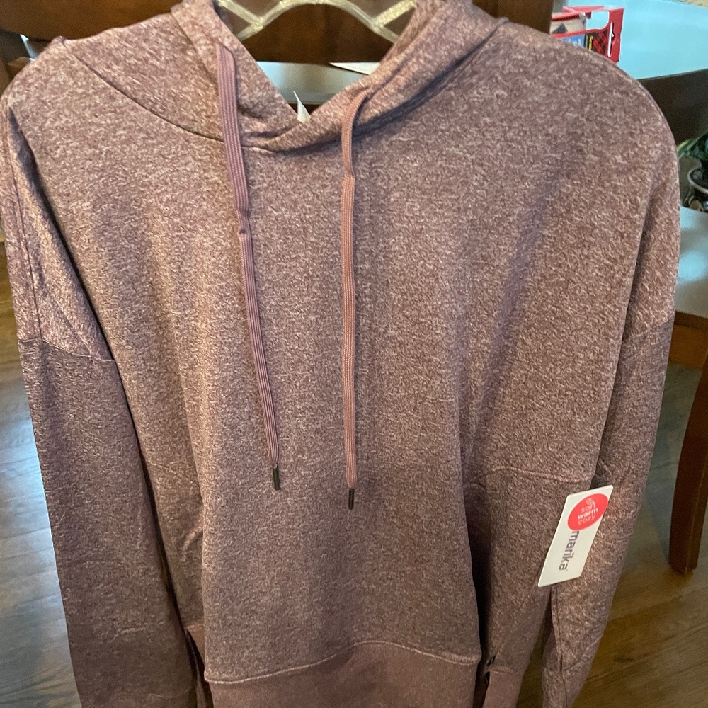 NWT size MEDIUM Marika Long Sleeve Moisture Wicking Hoodie -Color: HeatherTawny